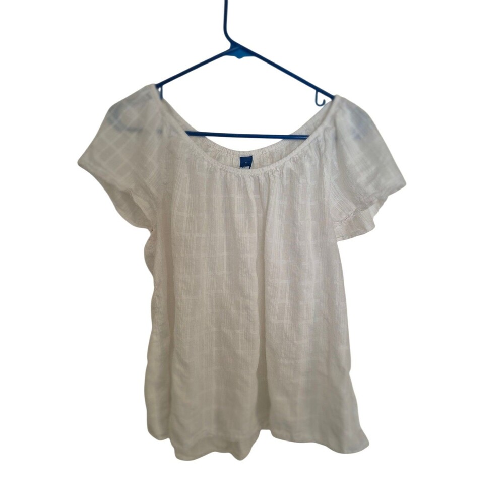 Women's Old Navy Peasant Top Ivory Medium Boho Shirt